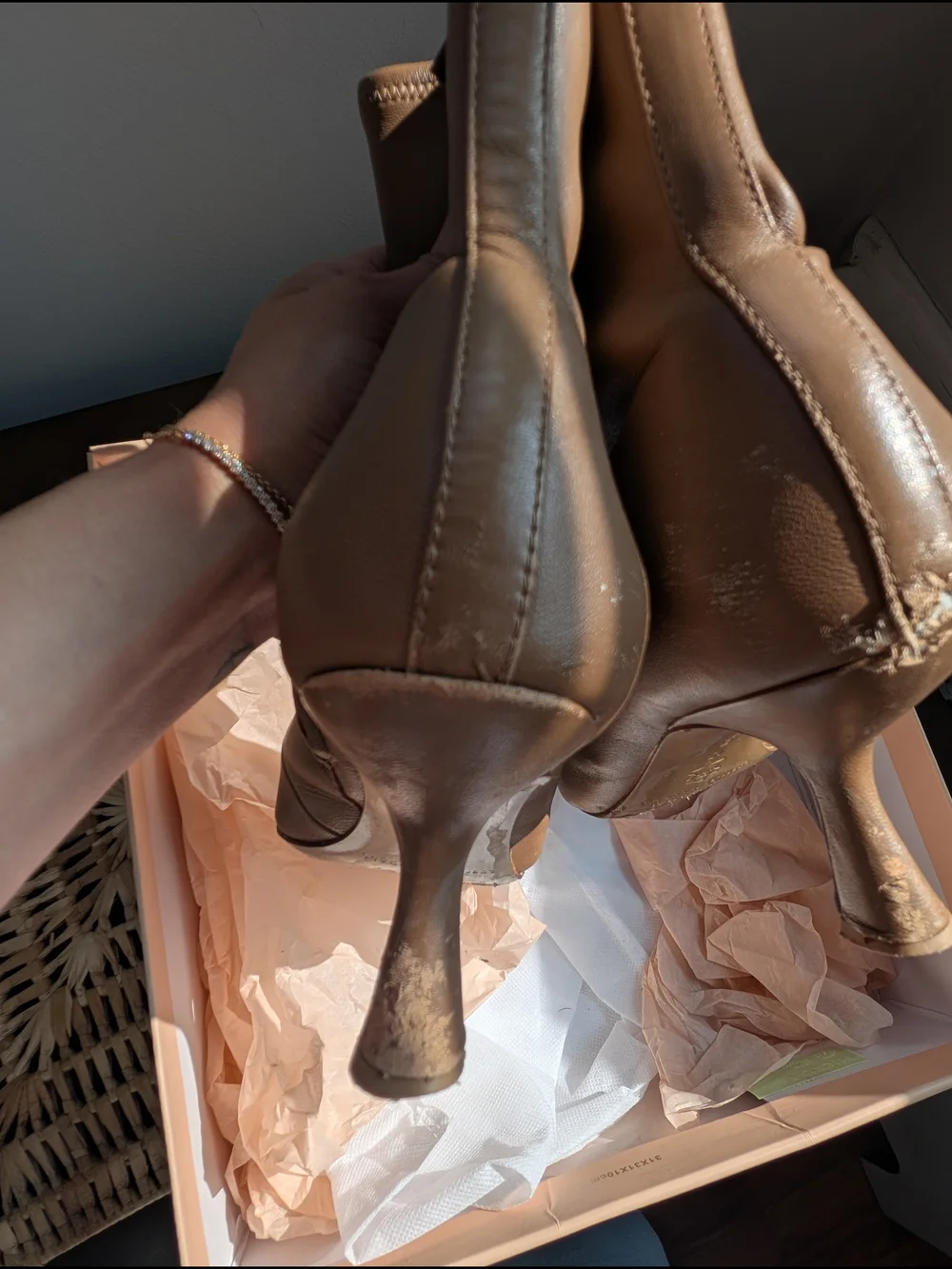 Loeffler Randall Tan Lambskin Kitten heel Boots